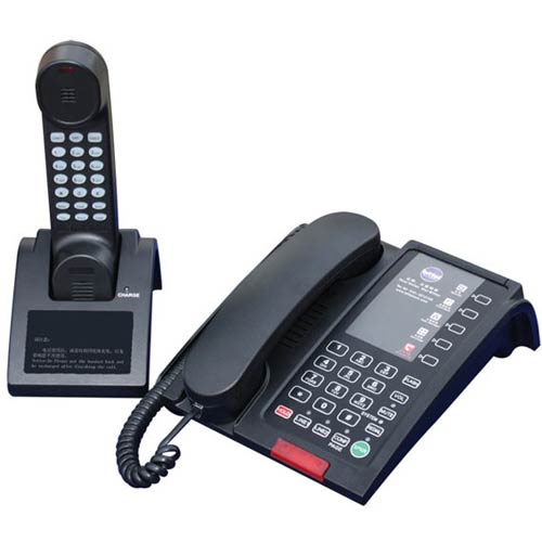 48TSD2 B | 2-Line Corded Speakerphone Base w/ Cordless Handset/Charger - Black | Bittel | 48TSD2 B, 48 Series Telephones, Hospitality Phone, Guest Room Phone, Hotel Phone, 48 Series