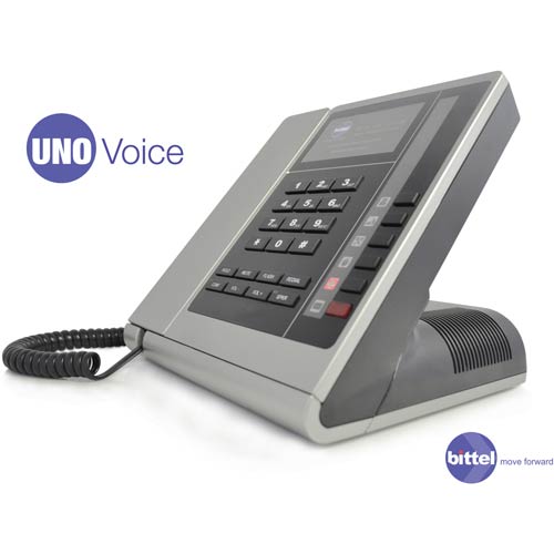 UNOA 5S | Silver Single Line Hospitality Phone w/ 5 Guest Service Buttons | Bittel | UNOA-5S, UNO Series Phones, Hospitality Phone, Guest Room Phone, Hotel Phone