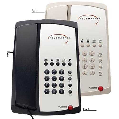 3100MW5 A | Single-Line Hospitality Phone with 5 Guest Service Buttons - Ash | Telematrix | 31139, Hospitality Phone, Guest Room Phone, Hotel Phone, 3100 Series, Marquis Series