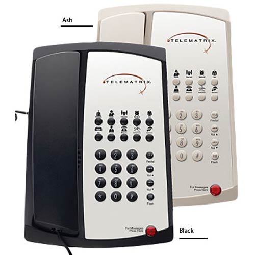 3100MW10 B | Single-Line Hospitality Phone with 10 Guest Service Buttons - Black | Telematrix | 312391, Hospitality Phone, Guest Room Phone, Hotel Phone, 3100 Series, Marquis Series