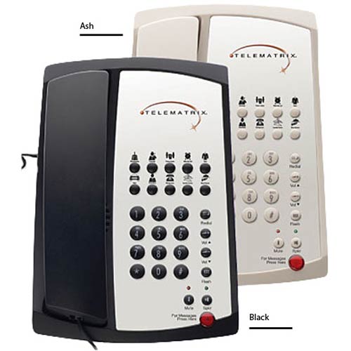 3100MWD B | Single-Line Hospitality Speakerphone with 10 Guest Service Buttons - Black | Telematrix | 313391, Hospitality Phone, Guest Room Phone, Hotel Phone, 3100 Series, Marquis Series