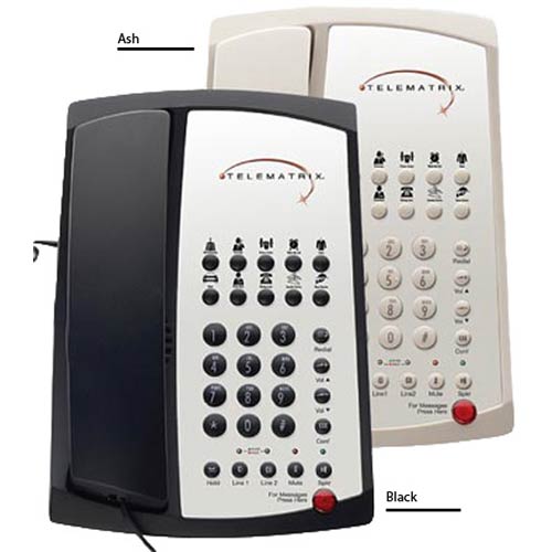 3102MWD A | 2-Line Hospitality Speakerphone with 10 Guest Service Buttons  - Ash | Telematrix | 32359, Hospitality Phone, Guest Room Phone, Hotel Phone, 3100 Series, Marquis Series
