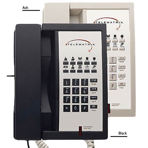 Telematrix 3300MW10 B Single-Line Hospitality Phone with 10 Guest Service Buttons - Black