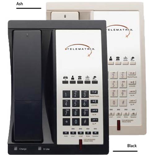 9602MWD5 A | 2-Line DECT 1.9 GHz Cordless Speakerphone with 5 Guest Service Buttons - Ash | Telematrix | 98459, 9600 Series, Marquis Series, Cordless Hospitality Phone, Guest Room Phone, Hotel Phone