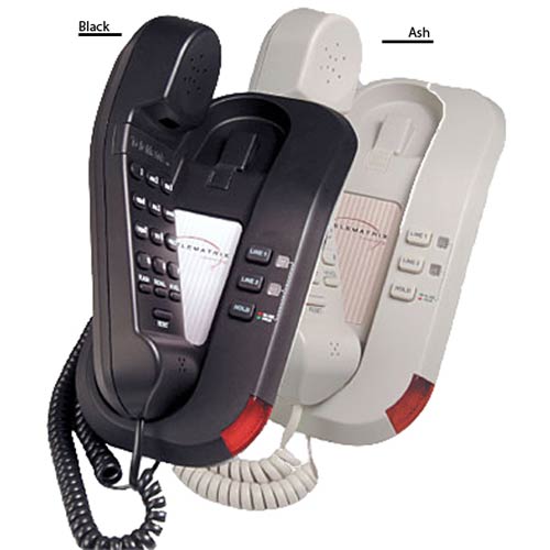 Trimline2L B | 2-Line Trimline Hospitality Phone - Black | Telematrix | 691591, Marquis Series, Trimline Series, Hospitality Phone, Guest Room Phone, Hotel Phone
