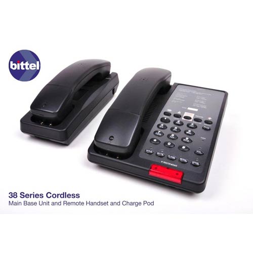 38DCTS 5B | Black Single Line 1.9 GHz Dect Cordless Phone w/ 5 Guest Service Buttons and Speakerphone | Bittel | 38DCTS-5B, 38DCTS 5B, Hospitality Phone, Hotel Phone, Guest Room Phone, 38DECT 5S