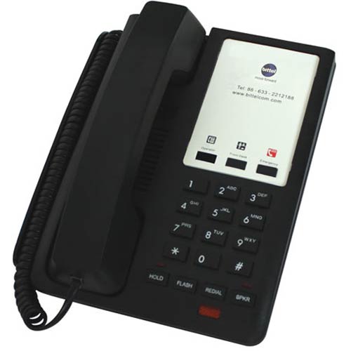 12S 3B | Black Single Line Hospitality Phone w/ 3 Guest Service Buttons and Speakerphone | Bittel | 12S 3B, 12 Series Economy Phones, Hospitality Phone, Guest Room Phone, Hotel Phone, 12 Series