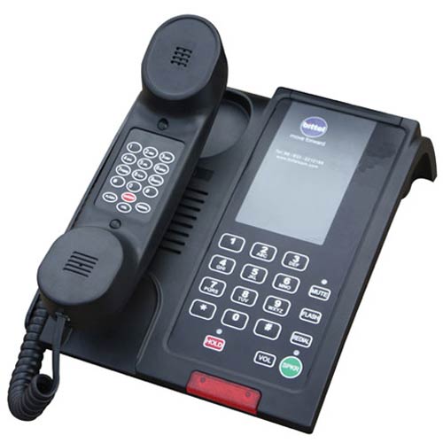 48B+S B | Black Single Line Hospitality Phone w/ Speakerphone | Bittel | 48B+S_B, 48 Series Telephones, Hospitality Phone, Guest Room Phone, Hotel Phone, 48 Series