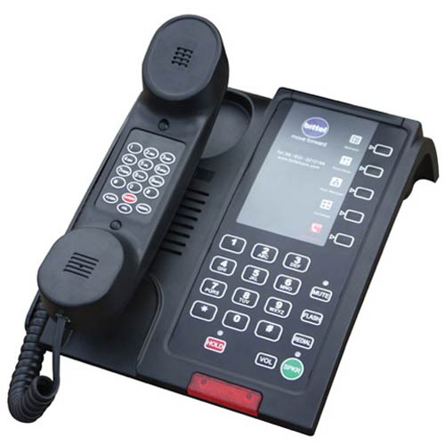 48B+S 5B | Black Single Line Hospitality Phone w/ 5 Guest Service Buttons and Speakerphone | Bittel | 48B+S_5B, 48 Series Telephones, Hospitality Phone, Guest Room Phone, Hotel Phone, 48 Series