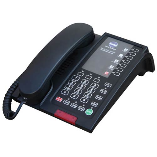 48B+S2 10B | Black 2-Line Hospitality Phone w/ 10 Guest Service Buttons Speakerphone | Bittel | 48B+S2 10B, 48 Series Telephones, Hospitality Phone, Guest Room Phone, Hotel Phone, 48 Series