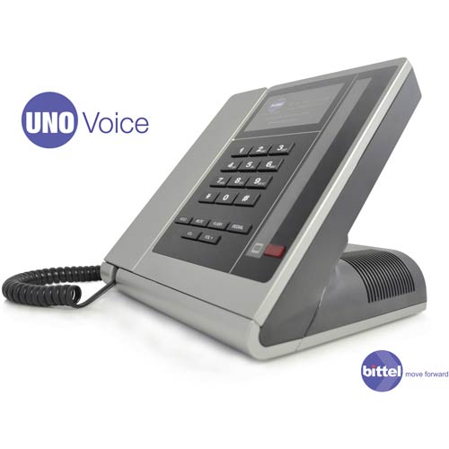 UNOAS S | Silver Single Line Hospitality Phone w/ Speakerphone | Bittel | UNOAS-S, UNO Series Phones, Hospitality Phone, Guest Room Phone, Hotel Phone