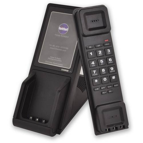 UHS1 B | Black Single Line 1.9GHz DECT Cordless Handset & Charging Dock for UNO Series Cordless Hospitality Speakerphones | Bittel | UHS1-B, UNO Series Phones, Hospitality Phone, Guest Room Phone, Hotel Phone, DECT Hotel Phone, DECT Hospitality Phone