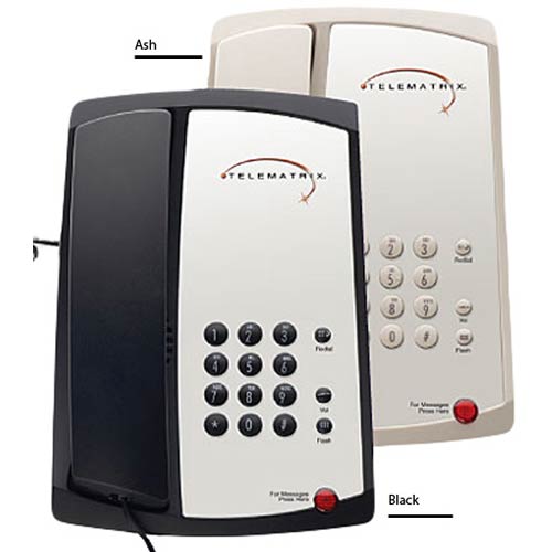 3100MWB B | Single-Line Hospitality Phone - Black | Telematrix | 310391, Hospitality Phone, Guest Room Phone, Hotel Phone, 3100 Series, Marquis Series