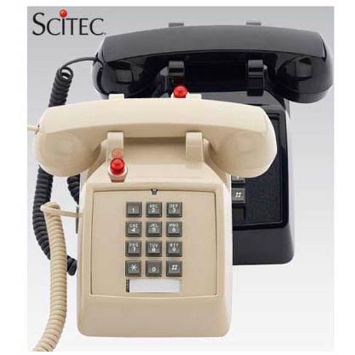 2510D E MW A | Single-line Desk Phone with Electronic Ringer and Message Waiting Light - Ash | Scitec | 25111, Standard Series, Office Phone, Warehouse Phone, Hospitality Phone