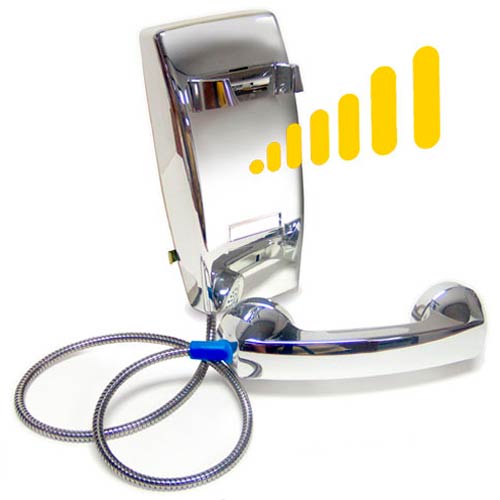 5501 CP-AD-A32 | All-Chrome Auto-Dial Wall-Mount Telephone with Armored Cord | Asimitel | Auto-Dial Chrome Phone w/ Metal Cord (wall)