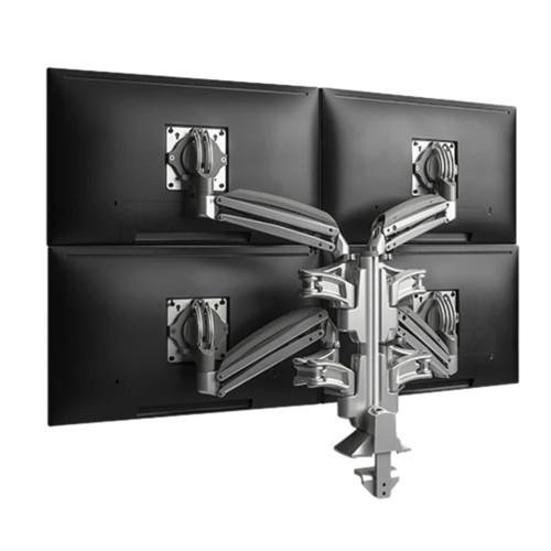 Chief KX Low-Profile Quad Monitor Arms, Column Desk Mount, Silver, Silver