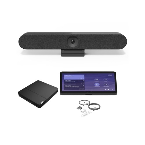 Logitech Windows Huddle Room - Logitech Rally Bar Huddle with Logitech Lenovo V4 MST Tap Cat5E Base, Black, Graphite