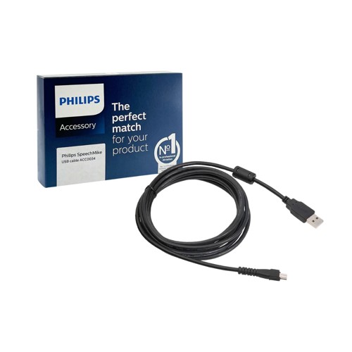 Philips Replacement USB Cable for SpeechMike III, Black