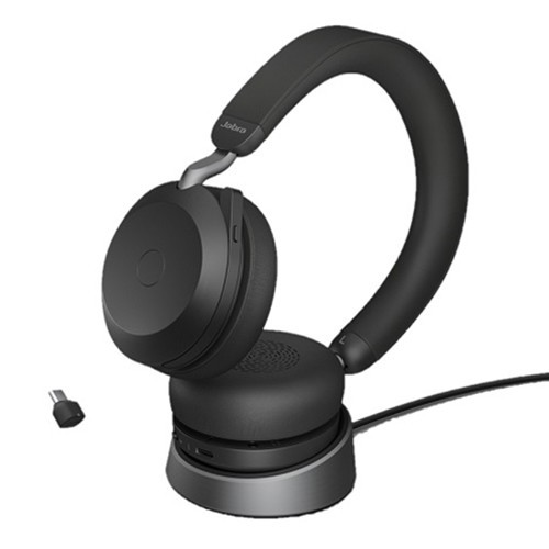 Jabra Evolve2 75 - USB-C UC with Charging Stand - Blac