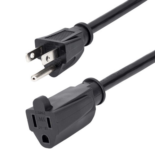 StarTech.com 25 ft Power Cord Extension - NEMA 5-15R to NEMA 5-15P - 25ft - NEMA 5-15P - NEMA 5-15R 125V AC - 13A - Black