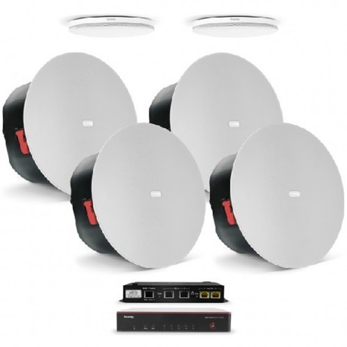 Biamp MRB-L-X400-T Large meeting room bundle with TesiraFORTE X 400 and black table microphones